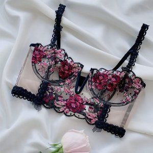 For Love & Lemons - Juliet Embroidered Floral Bustier